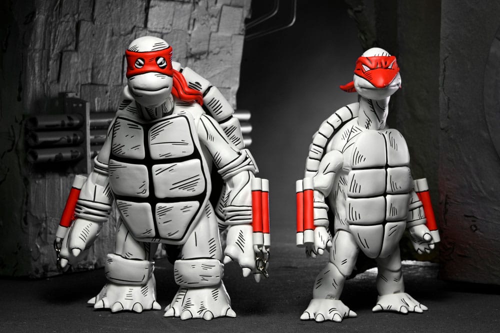 Teenage Mutant Ninja Turtles (Mirage Comics) Action Figurr 2-Pack Black and White - Första Skisserna NECA