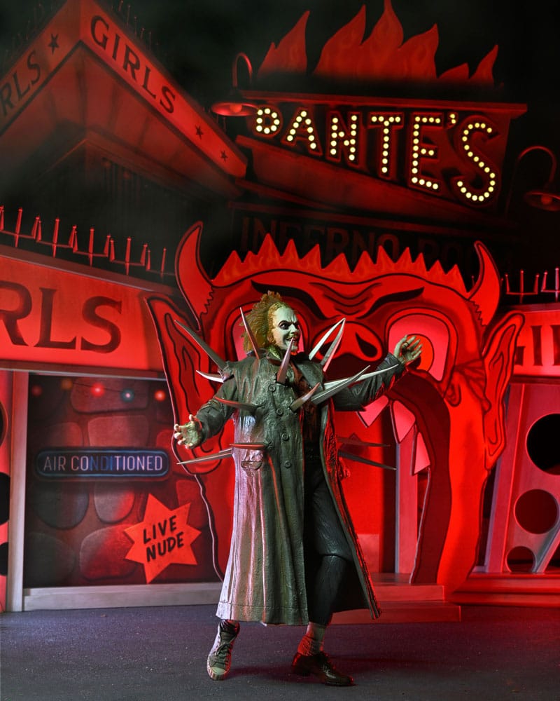 Beetlejuice (1988) Diorama Trenchcoat med Spikar Inferno Room Deluxe Set NECA