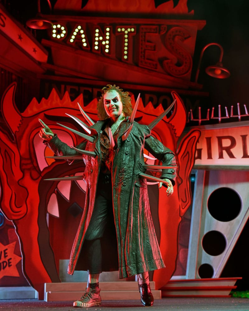 Beetlejuice (1988) Diorama Trenchcoat med Spikar Inferno Room Deluxe Set NECA