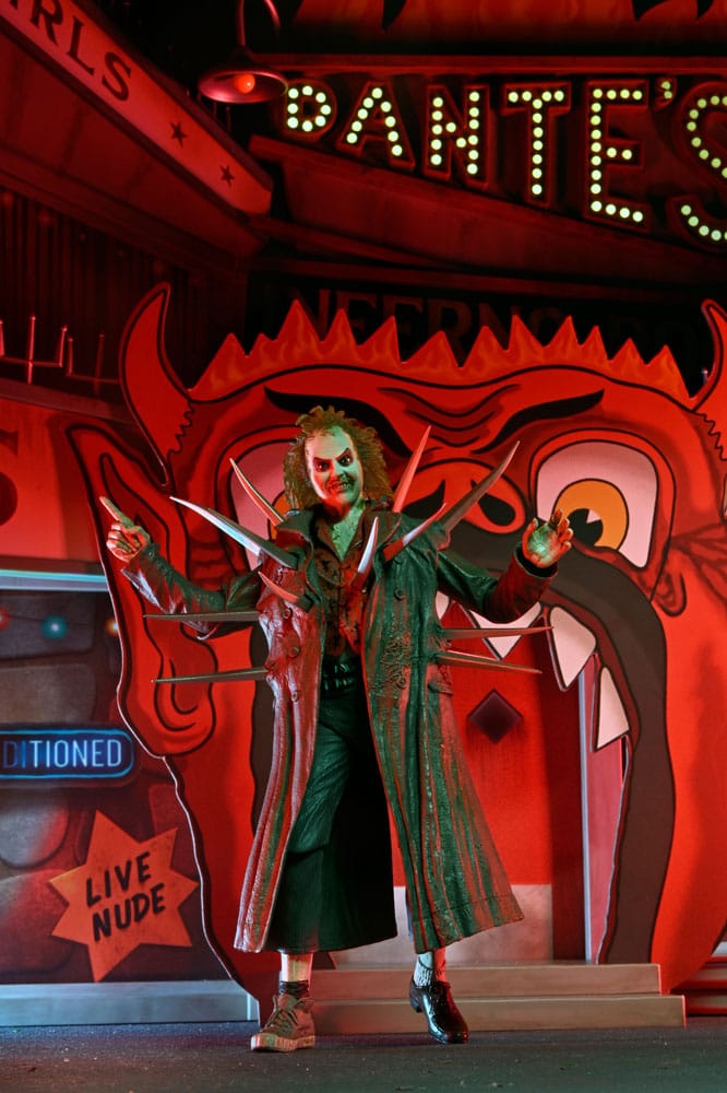 Beetlejuice (1988) Diorama Trenchcoat med Spikar Inferno Room Deluxe Set NECA