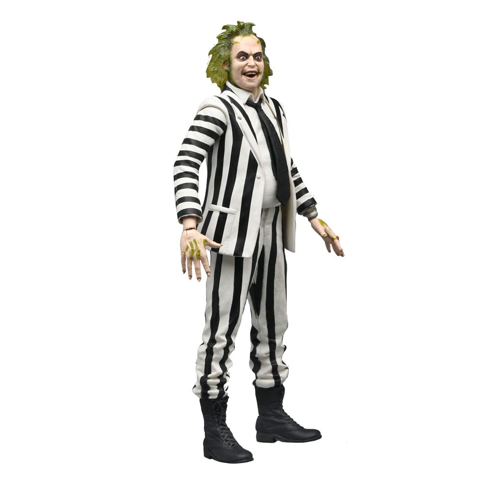 Beetlejuice 1988 Actionfigur i Svart och Vit Randig Kostym 18 cm NECA