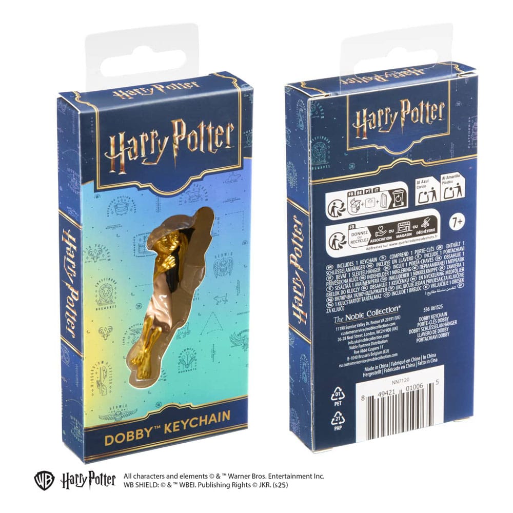 Harry Potter Metall Nyckelring Dobby i Guld 11 cm Noble Collection