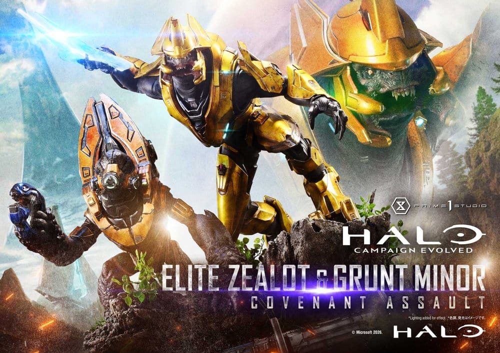 Halo: Campaign Evolved Ultimate Premium Masterline Series Statue 1/4 Elite Zealot & Grunt Minor: Covenant Assault 81 cm