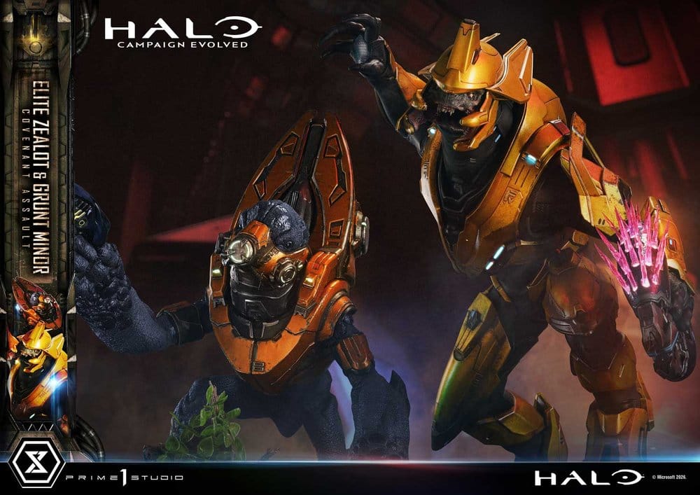 Halo: Campaign Evolved Ultimate Premium Masterline Series Statue 1/4 Elite Zealot & Grunt Minor: Covenant Assault 81 cm