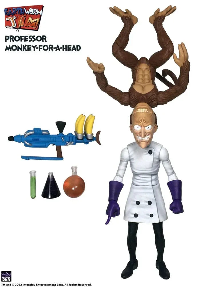Earthworm Jim Action Figur Wave 1: Professor Monkey-For-A-Head 28 cm Premium DNA Toys