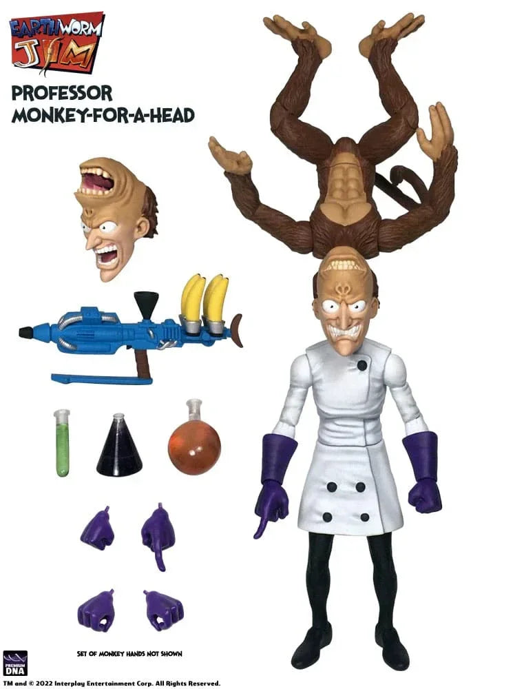 Earthworm Jim Action Figur Wave 1: Professor Monkey-For-A-Head 28 cm Premium DNA Toys