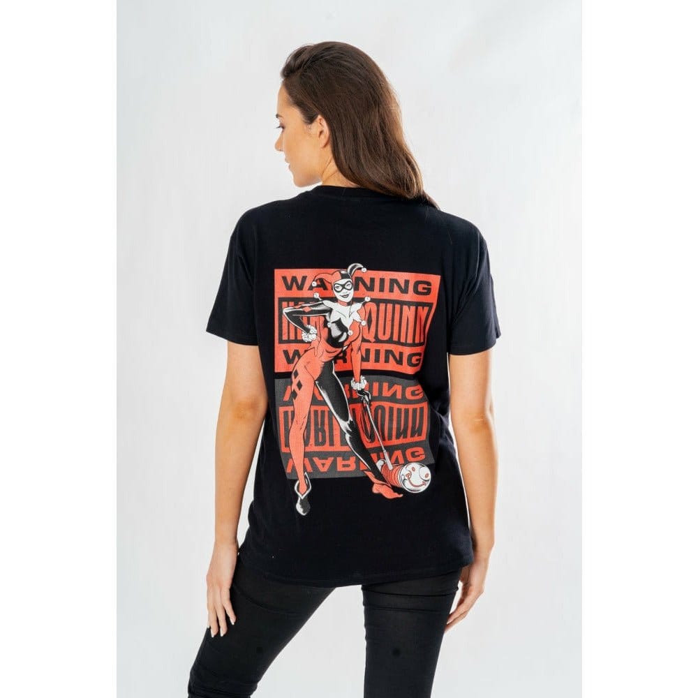 DC Comics T-Shirt Harley Quinn Front Back Warning
