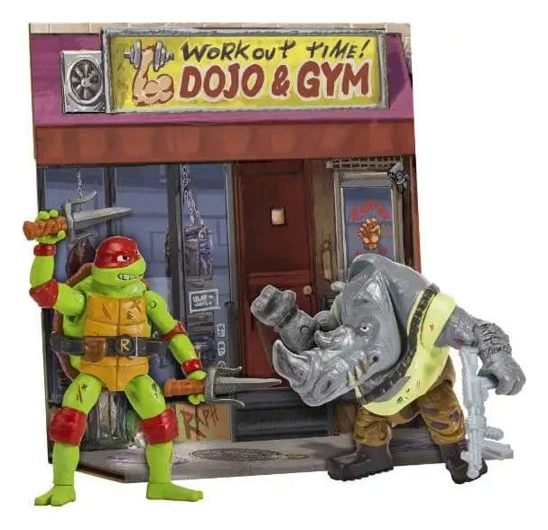 Teenage Mutant Ninja Turtles: Mutant Mayhem Battle Pack actionfigurer Raphael vs. Rocksteady 11 cm