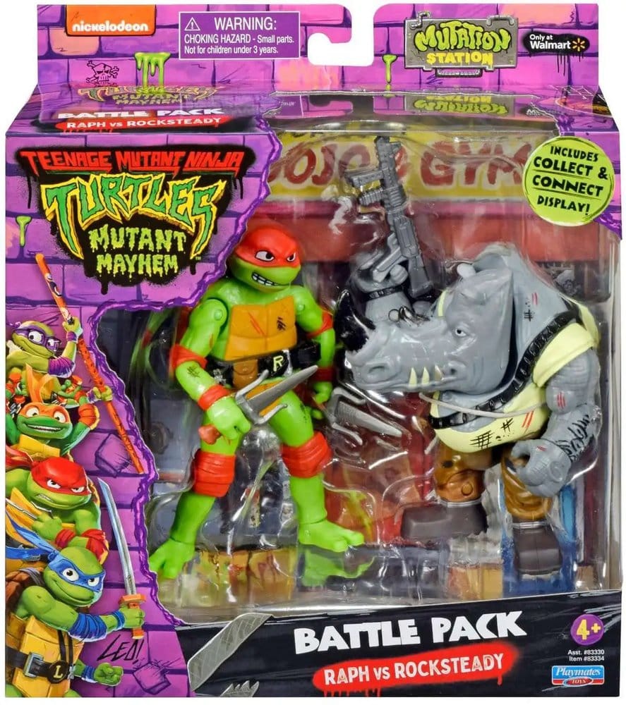 Teenage Mutant Ninja Turtles: Mutant Mayhem Battle Pack Action Figurr Raphael vs. Rocksteady 11 cm