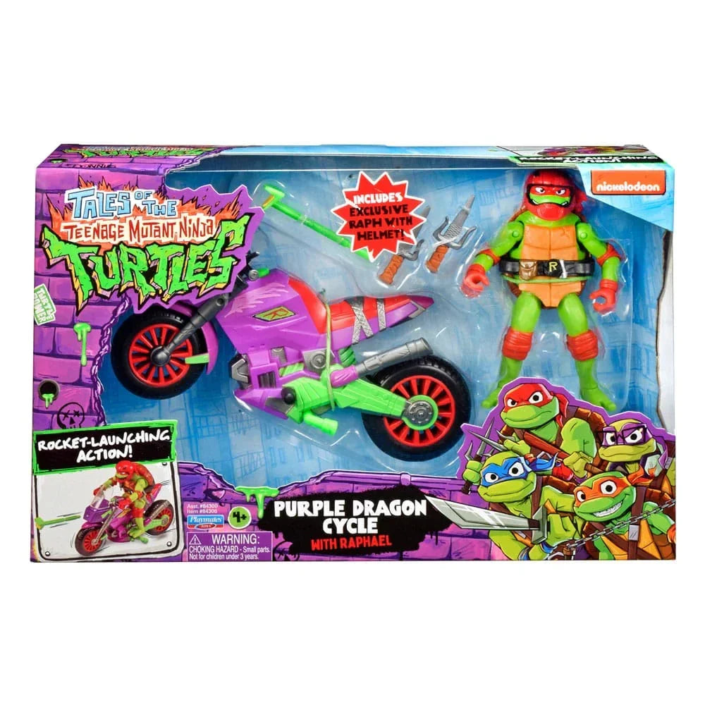 Tales of the Teenage Mutant Ninja Turtles Action Figure med Farkost - Raphael & Purple Dragon - 12 cm Playmates