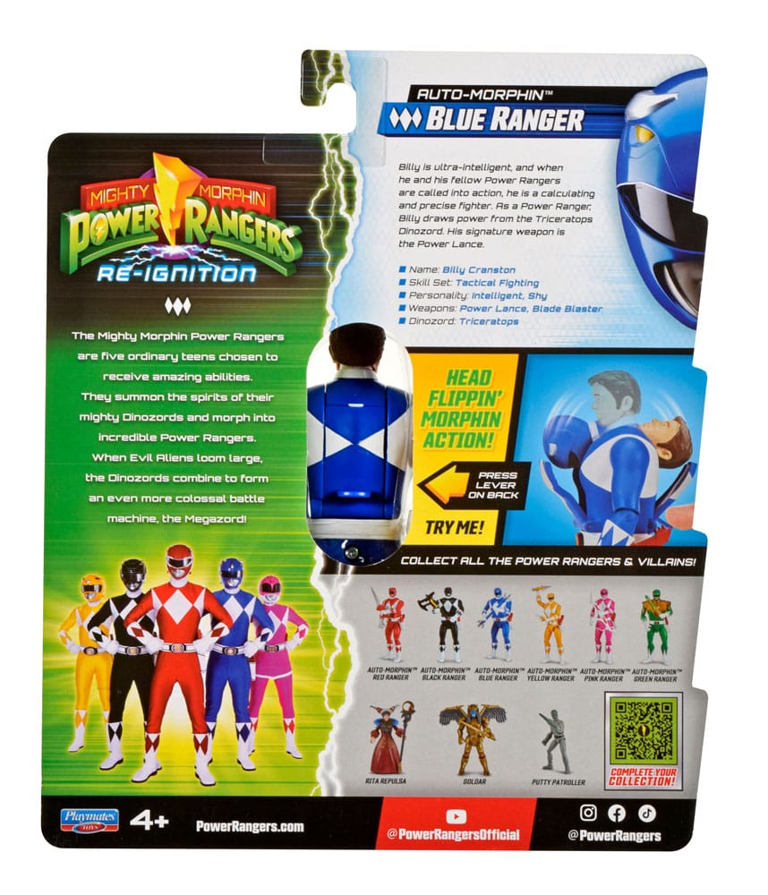 Mighty Morphin Power Rangers Action Figur Auto-Morphin Blue Ranger 12 cm Playmates