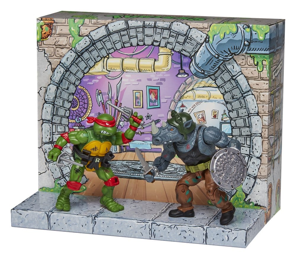 Teenage Mutant Ninja Turtles: Remastrade Actionfigurer Raphael mot Rocksteady