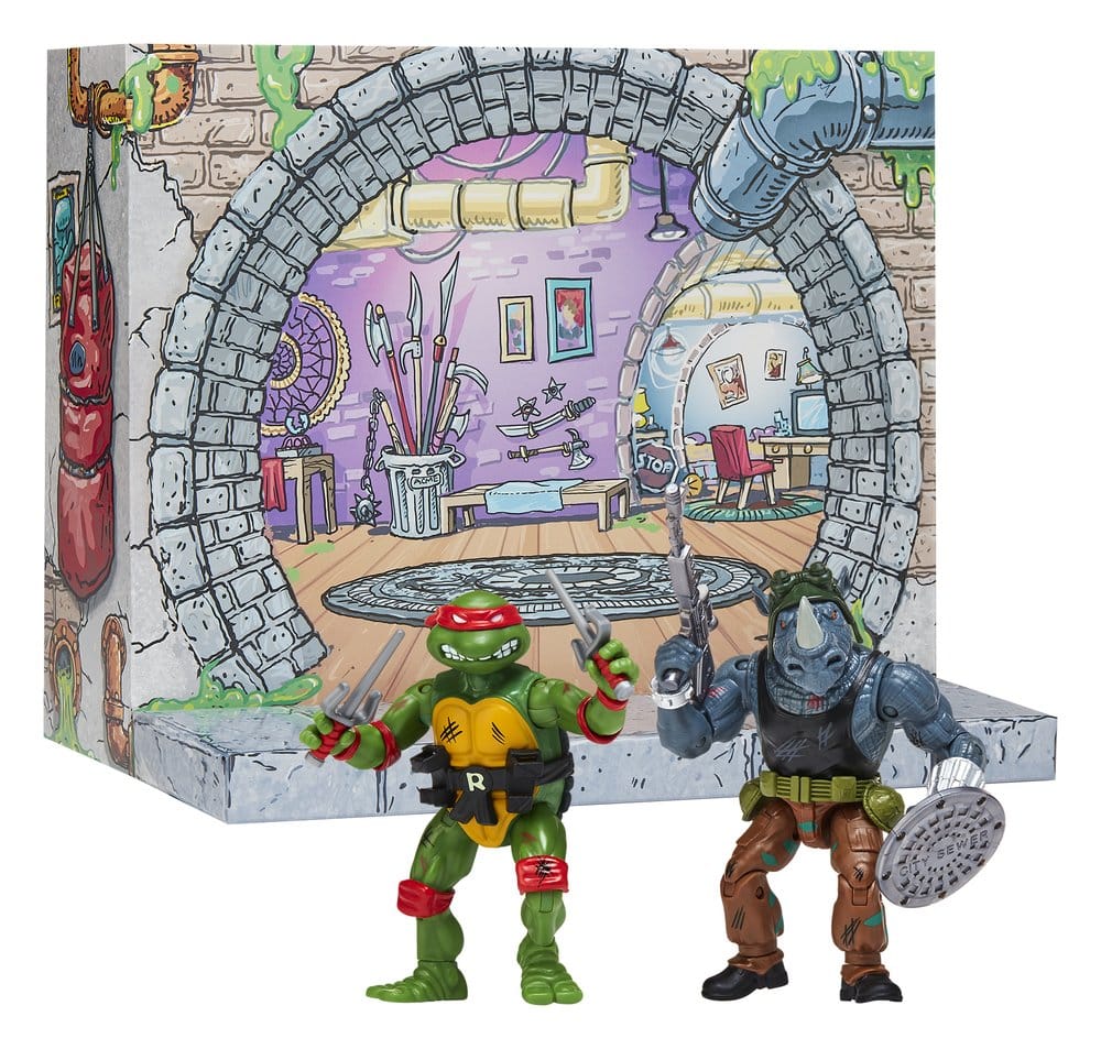 Teenage Mutant Ninja Turtles: Remastrade Actionfigurer Raphael mot Rocksteady