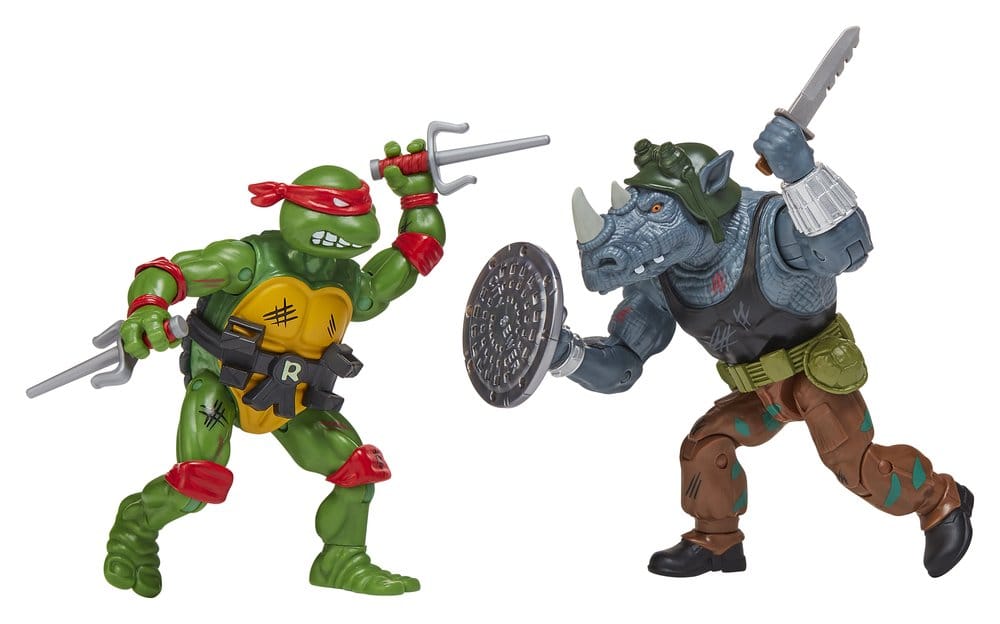 Teenage Mutant Ninja Turtles: Remastrade Actionfigurer Raphael mot Rocksteady