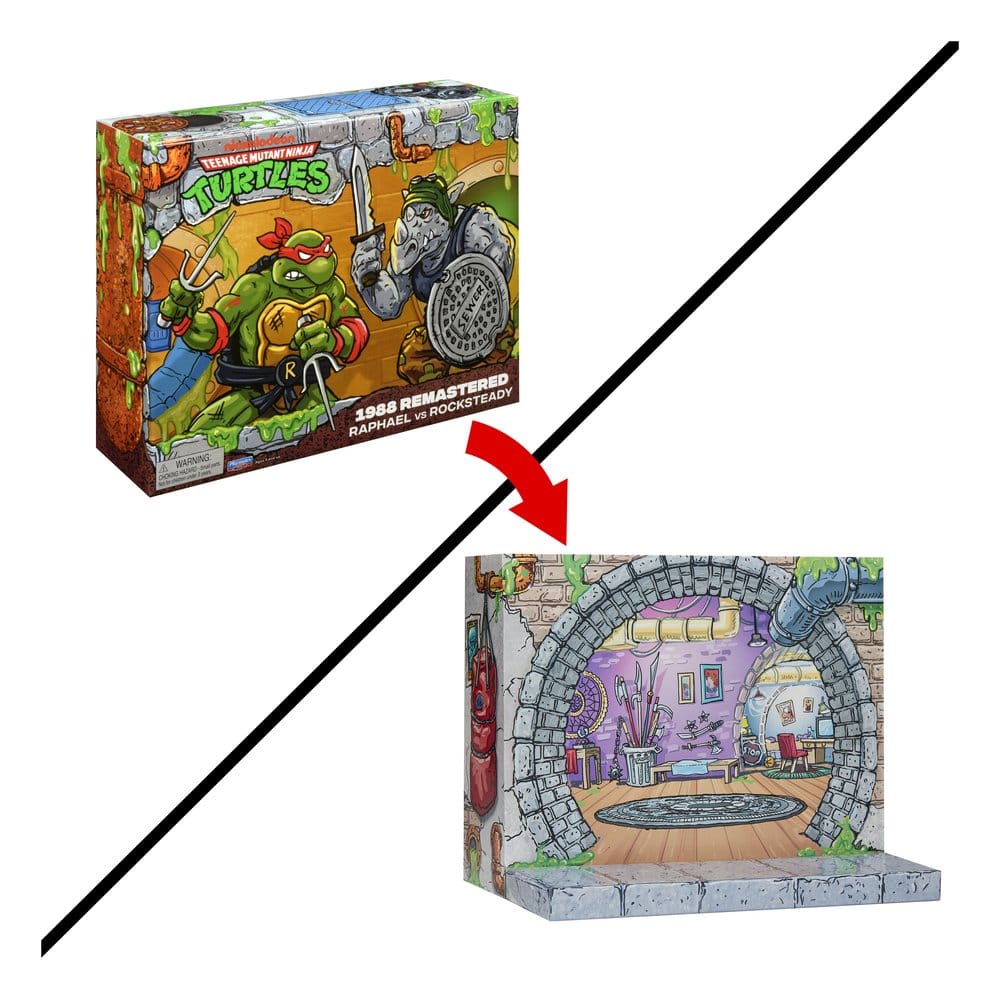 Teenage Mutant Ninja Turtles: Remastrade Actionfigurer Raphael mot Rocksteady
