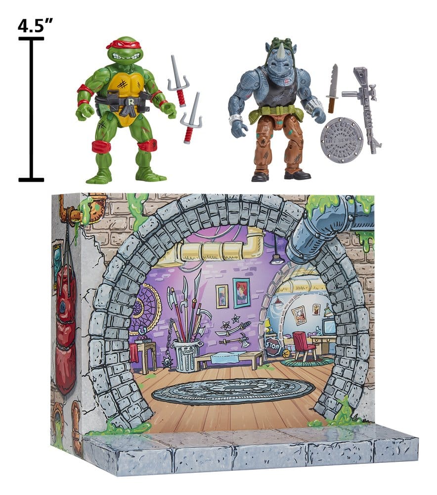 Teenage Mutant Ninja Turtles: Remastrade Actionfigurer Raphael mot Rocksteady