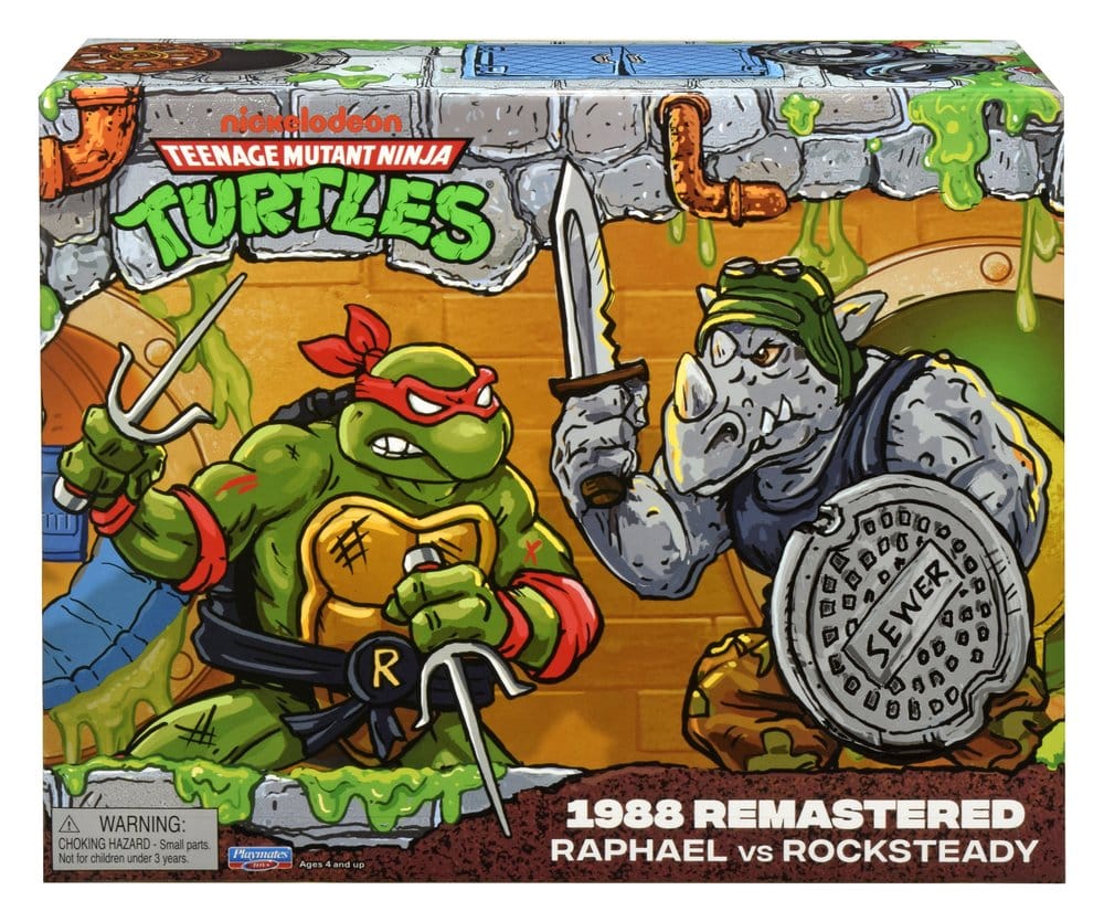 Teenage Mutant Ninja Turtles: Remastrade Actionfigurer Raphael mot Rocksteady
