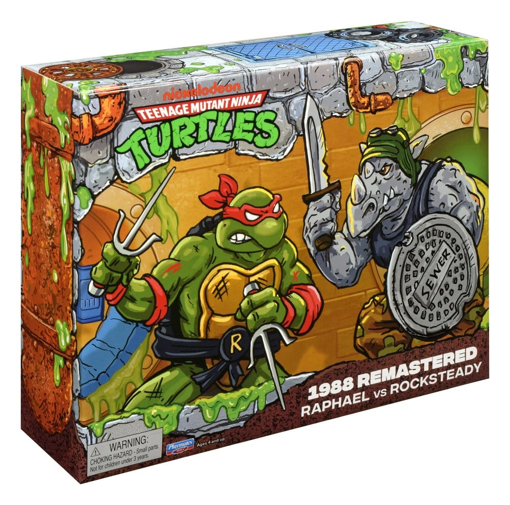 Teenage Mutant Ninja Turtles: Remastrade Actionfigurer Raphael mot Rocksteady