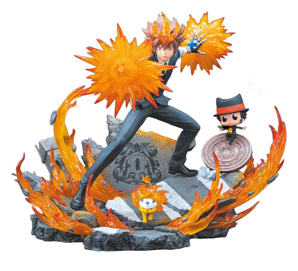 Reborn Resin Figur i skala 1/6 med Tsuna, Reborn och Natsu, 37 cm hög