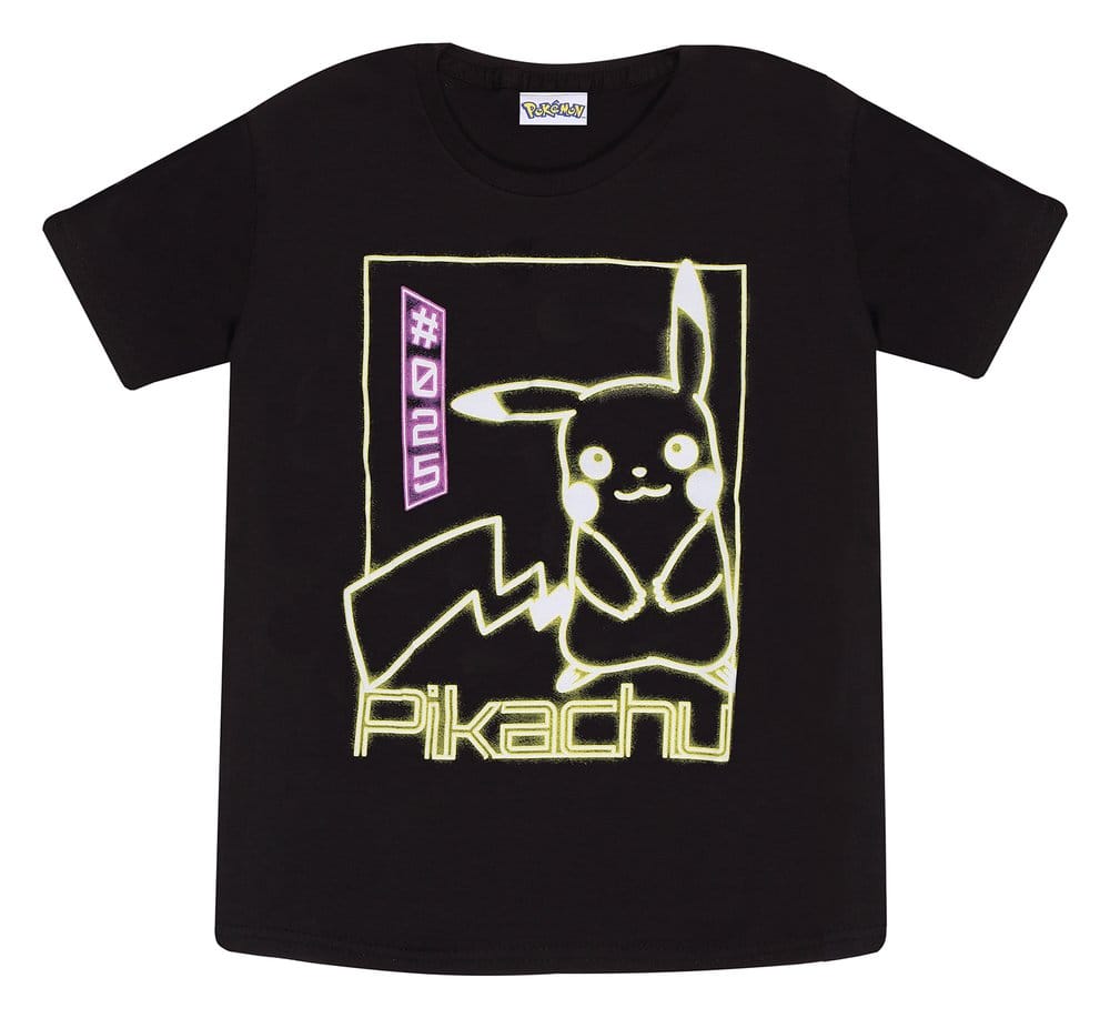 Pokémon T-Shirt Pikachu Neon Black 12-13 Years