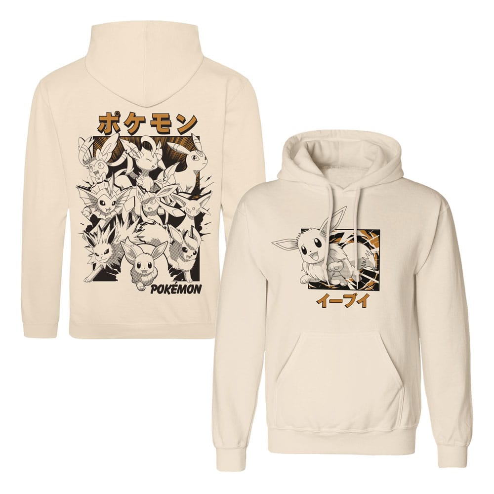 Pokémon Hoodie med Huva - Eevee Evolutions Katakana, Storlek XL Heroes Inc