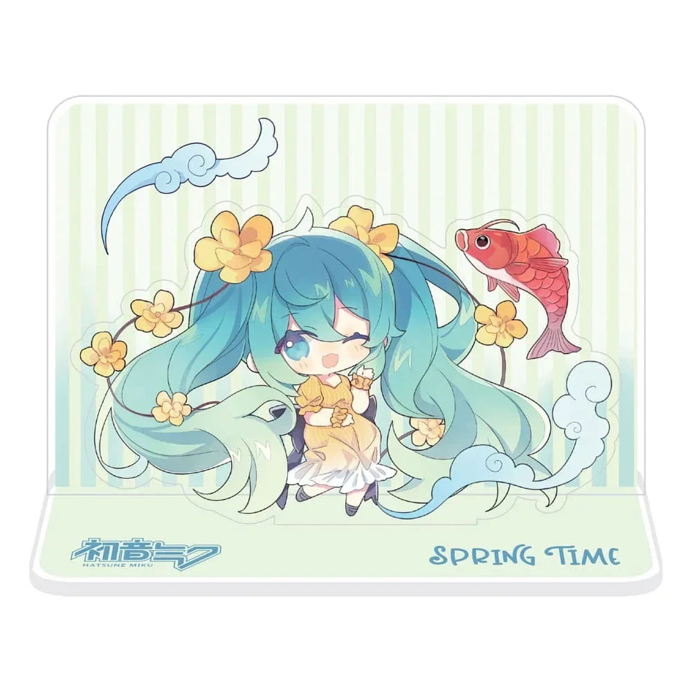 Hatsune Miku Acrylic Figure Standee - Hatsune Miku Spring Time Chibi Miku med Koi 11 cm POPbuddies