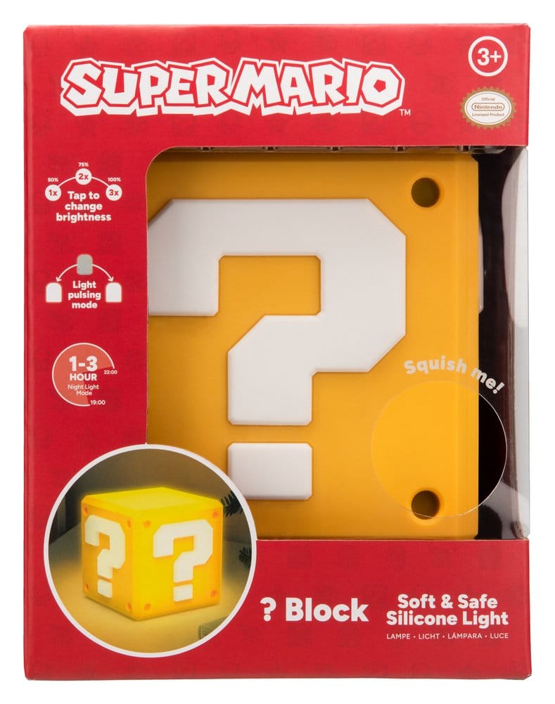 Super Mario SquishyGlo silikonlampa Question Block Rechargeable 13 cm