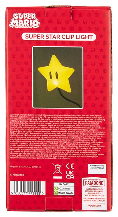 Super Mario Super Star Clip-lampa 33 cm
