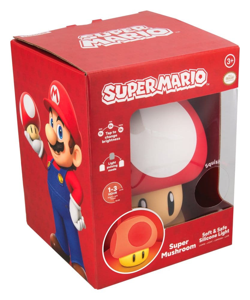 Super Mario SquishyGlo silikonlampa Super Mushroom uppladdningsbar 15 cm