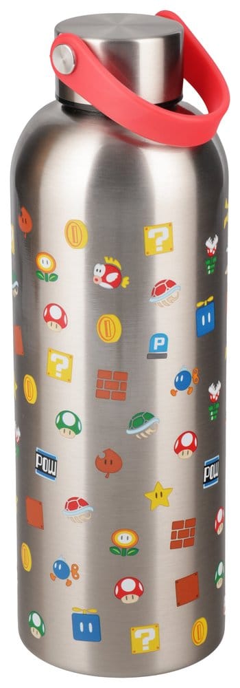 Super Mario vattenflaska i metall med bärögla