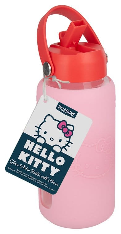 Sanrio vattenflaska i glas Hello Kitty med skyddsfodral