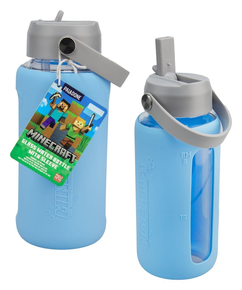 Minecraft vattenflaska i glas med skyddande sleeve