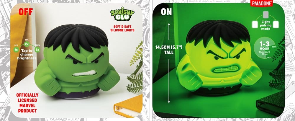 Marvel Universe SquishyGlo silikonlampa Hulk uppladdningsbar 15 cm