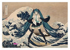 Katsushika Hokusai x Hatsune Miku Akrylpanel Trettiosex vyer av Fuji-berget Den stora vågen utanför Kanagawa 30 cm