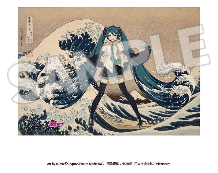 Katsushika Hokusai x Hatsune Miku Acrylic Panel Thirty-six Views of Mount Fuji The Great Wave off Kanagawa 30 cm