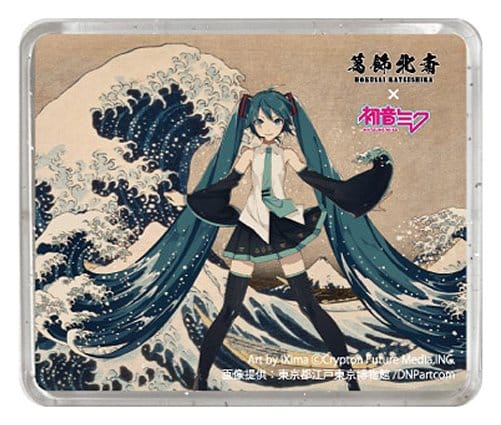 Katsushika Hokusai x Hatsune Miku 3D-magnet Trettiosex vyer av Fuji-berget Den stora vågen utanför Kanagawa