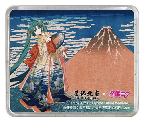 Katsushika Hokusai x Hatsune Miku 3D-magnet Trettiosex vyer över Fuji: Fin vind, klar morgon