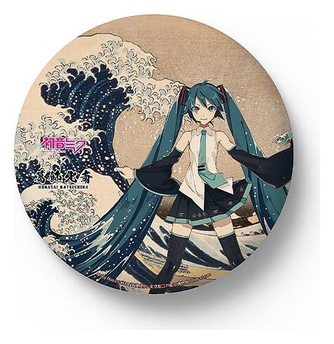 Hatsune Miku x Katsushika Hokusai iXima Stor Pinback Knapp Den Stora Vågen vid Kanagawa/Fina Vindar, Klar Morgon Box Case (2)