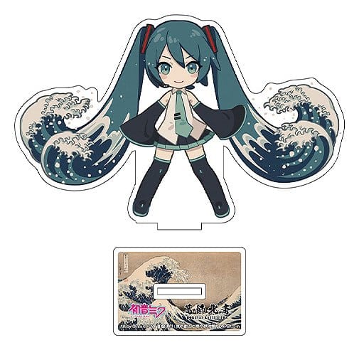 Hatsune Miku x Katsushika Hokusai iXima Die-Cut Akrylställ Den Stora Vågorna vid Kanagawa (Chibi) 10 cm (5)