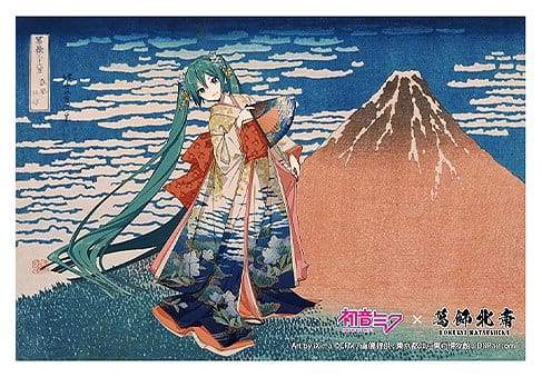 Hatsune Miku x Katsushika Hokusai iXima vykort Fint vind, Klar morgon (10)