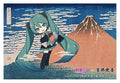 Hatsune Miku x Katsushika Hokusai iXima vykort Fin Vind, Klar Morgon (Chibi Karaktär) (10-pack)