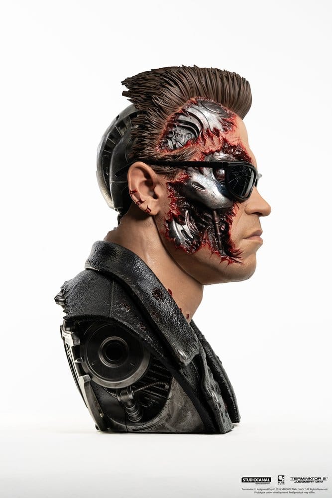 Terminator 2 Prop 1/1 T-800 Model 101 Battle Damaged Art Mask 47 cm