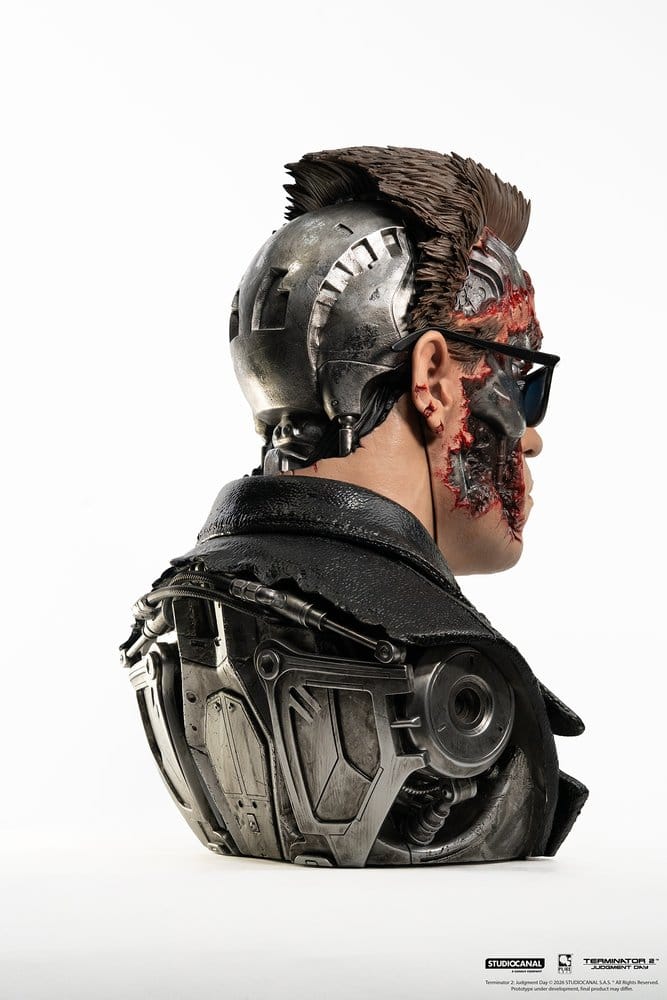 Terminator 2 Prop 1/1 T-800 Model 101 Battle Damaged Art Mask 47 cm
