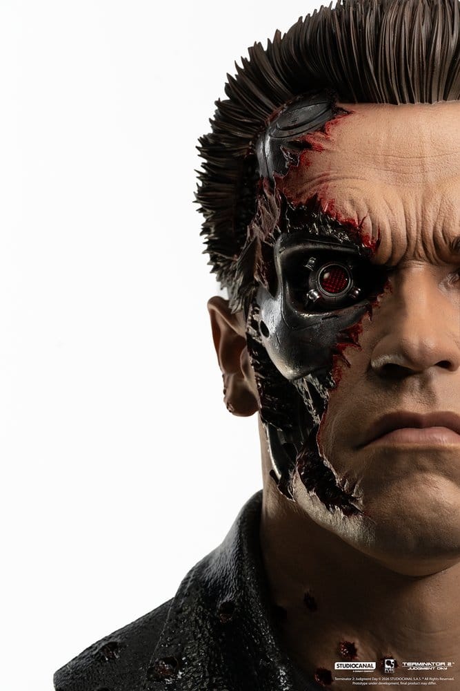 Terminator 2 Prop 1/1 T-800 Model 101 Battle Damaged Art Mask 47 cm