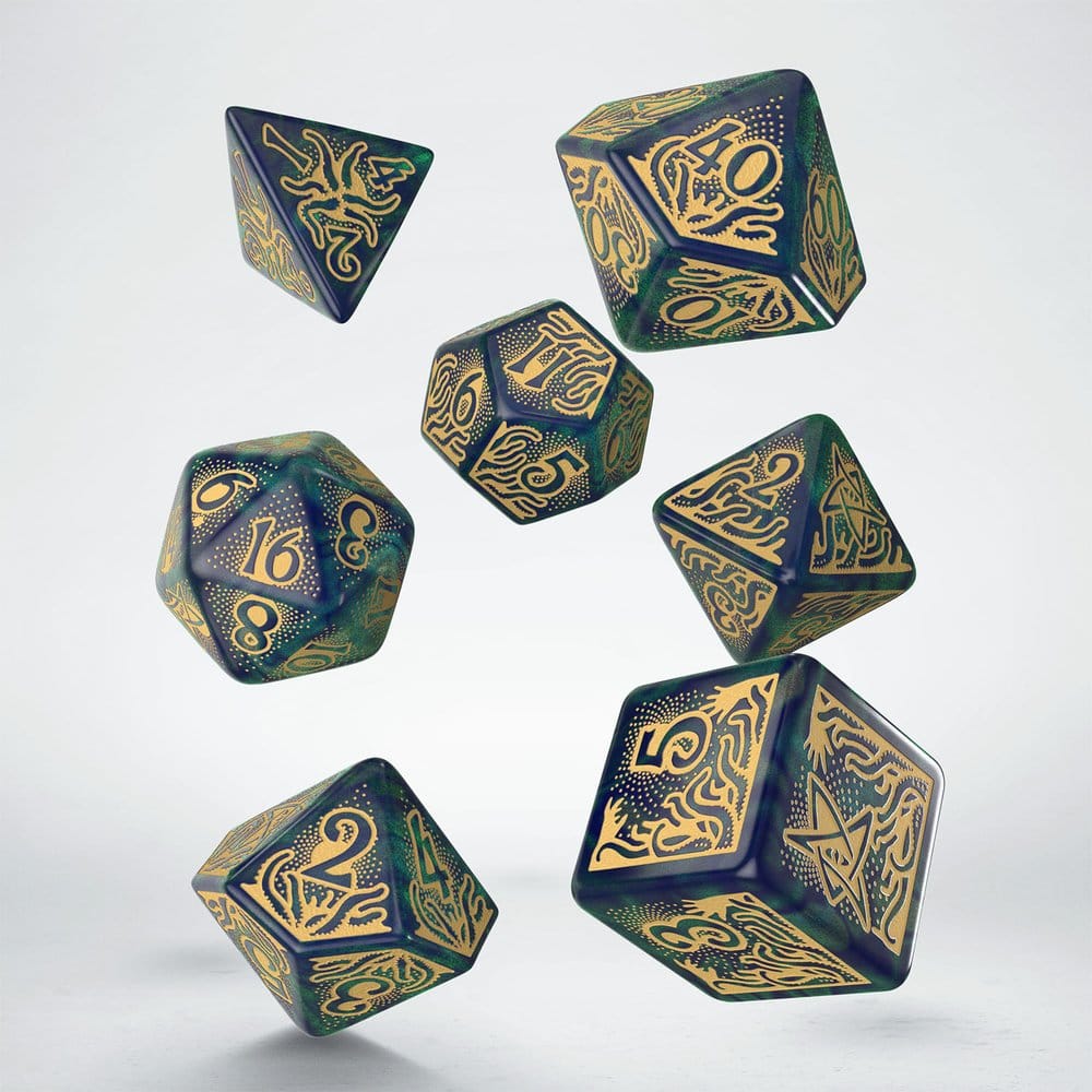 Call of Cthulhu 7:e Utgåvan Tärningsset med 7 Blå-gröna och Guld