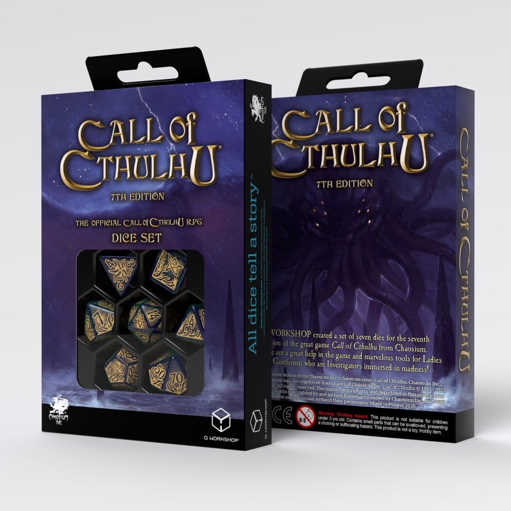 Call of Cthulhu 7:e Utgåvan Tärningsset med 7 Blå-gröna och Guld