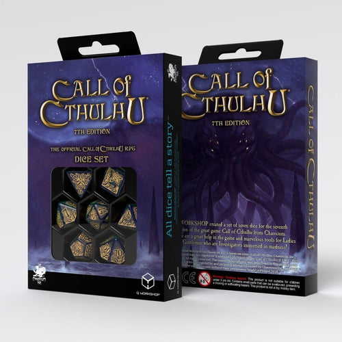 Call of Cthulhu 7:e Utgåvan Tärningsset med 7 Blå-gröna och Guld
