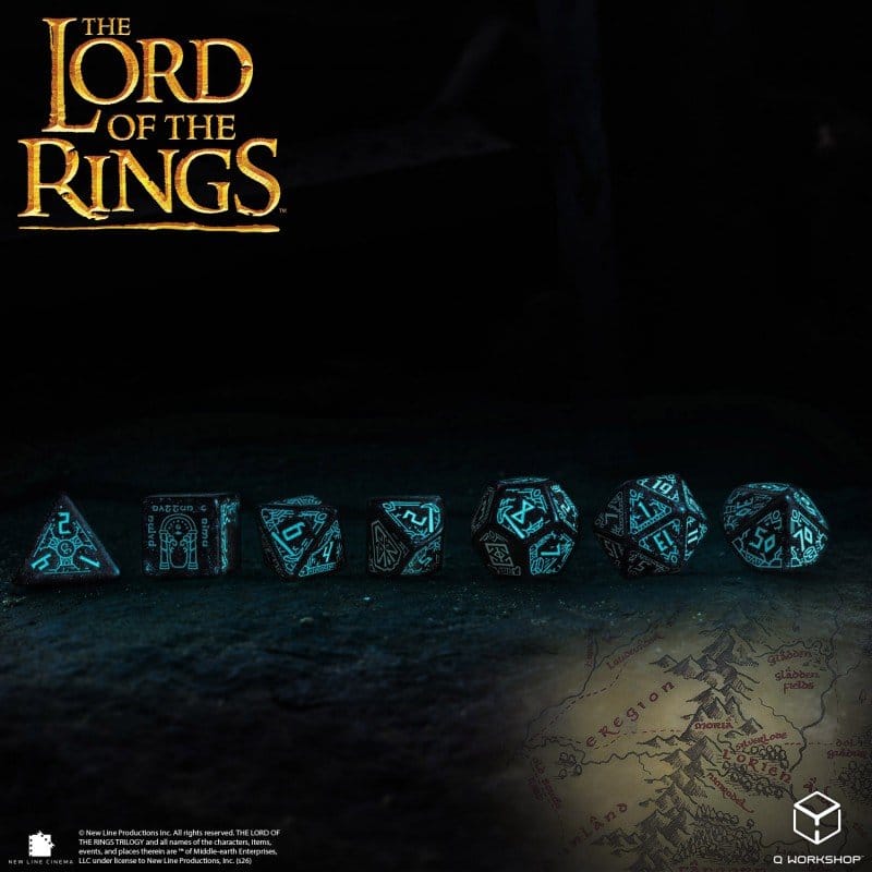 The Lord of the Rings Dice Set of 7 Moria (Glow in the Dark)