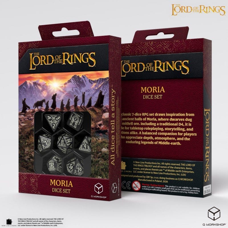 The Lord of the Rings Dice Set of 7 Moria (Glow in the Dark)
