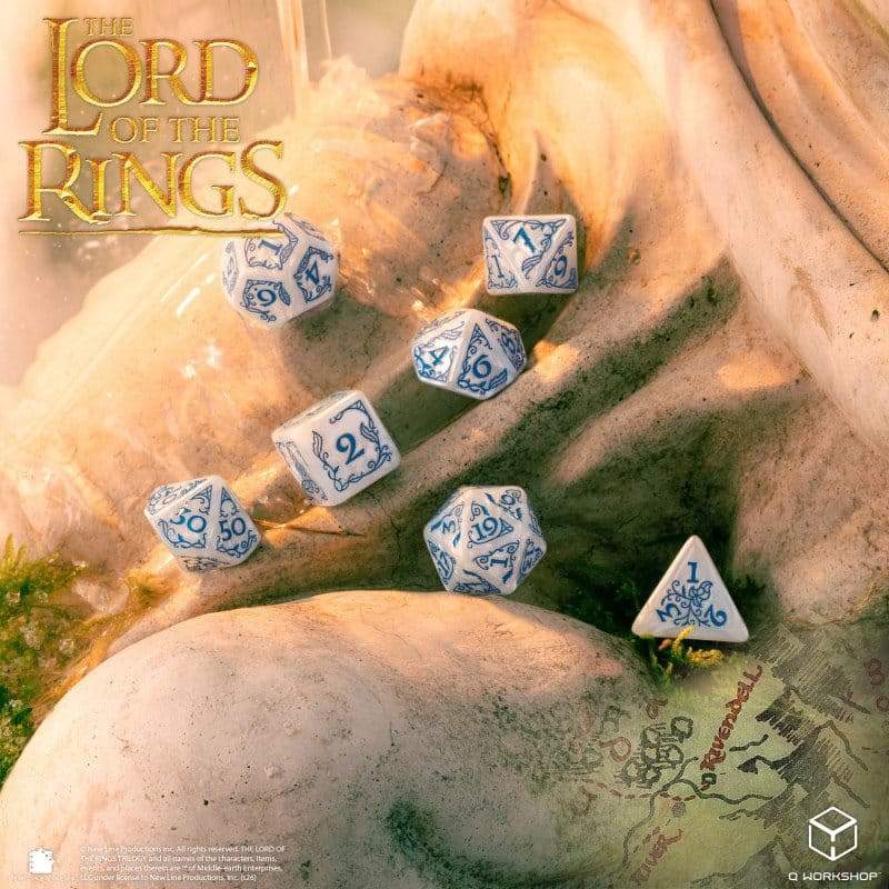 The Lord of the Rings Dice Set of 7 Rivendell (Stone)